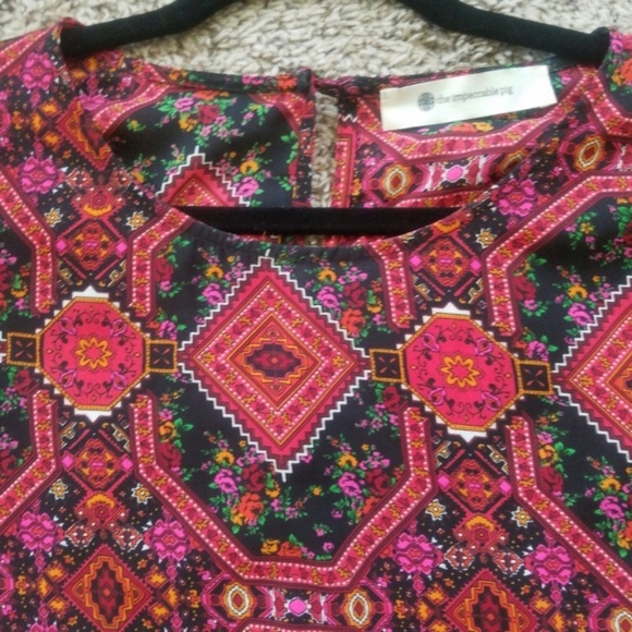 Printed Blouse • Key Hole Back • Impeccable Pig - Picture 2 of 7